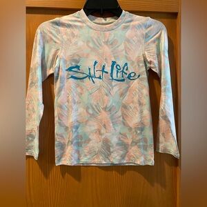 Salt Life Girl’s Aqua Green/PeachLong Sleeve SLX (Drifit) Shirt NWT Size S